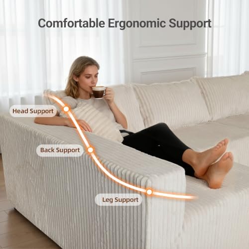 Claiks 128" Modular U Shaped Couch, Deep Seat Sofa - Image 6