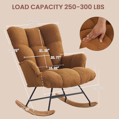 SAETSFEG Nursery Rocking Chair Teddy, Upholstered Glider Rocker - Image 2