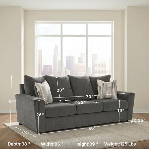 Signature Design by Ashley Gray Chenille Sofa, Easy Assembly - Image 3