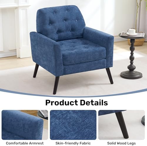 Accent Chair Set of 2, Mid Century Modern Living Room Chairs Reading Chair - Image 4