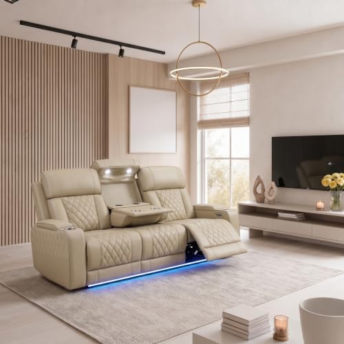 Power Reclining Leather Sofa Set – 3-Piece Home Theater Seating by DaydoSempli