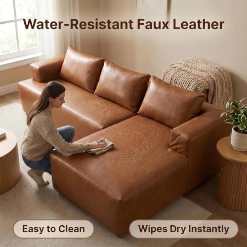 96" Leather Sectional Couches for Living Room L-Shaped, Left Facing - Image 3