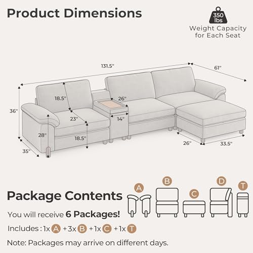 SITJOY Cloud Couch Sectional, 3 Seater - Image 2