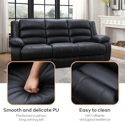 EBELLO Faux Leather Manual Reclining Sofa - Image 5