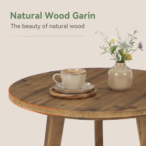 Tribesigns Solid Wood Round Side Table, 2-Tier Farmhouse End Table - Image 7