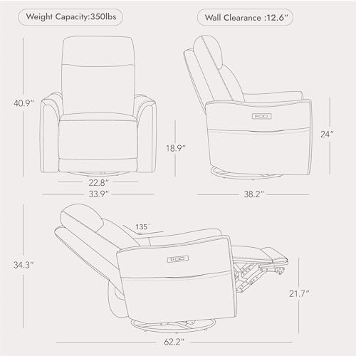 Watson & Whitely Power Recliner Chairs, Genuine Leather Saddle - Image 2