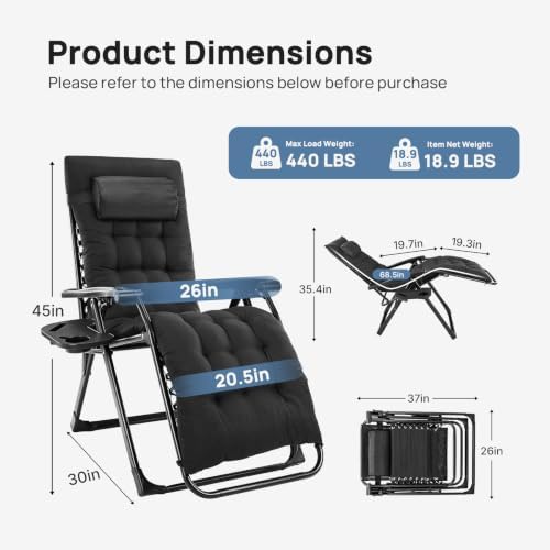 DUMOS Zero Gravity Chair, Lounge Chair Outdoor - Image 2