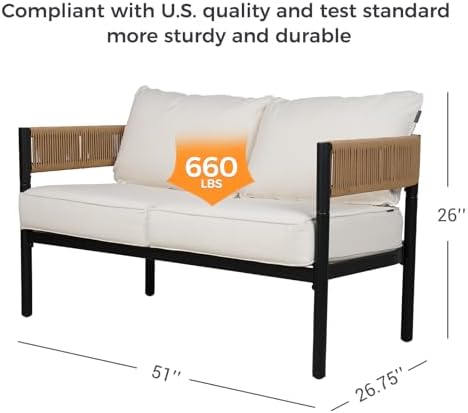 Gand Patio Outdoor Patio Furniture Loveseat, 2 Seat Sofa Set - Image 2