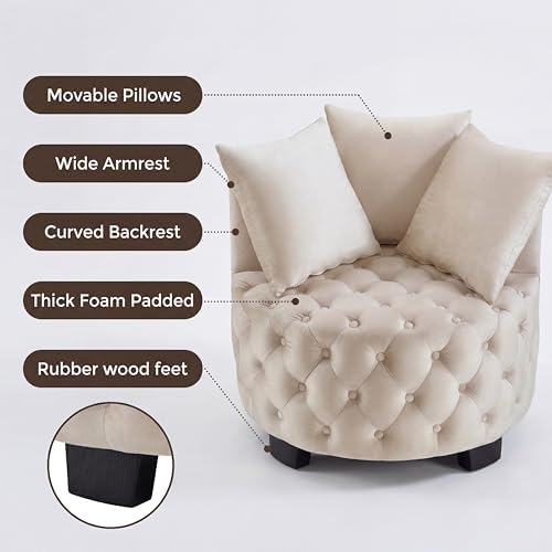 Modern Velvet Round Accent Armchair - Image 6