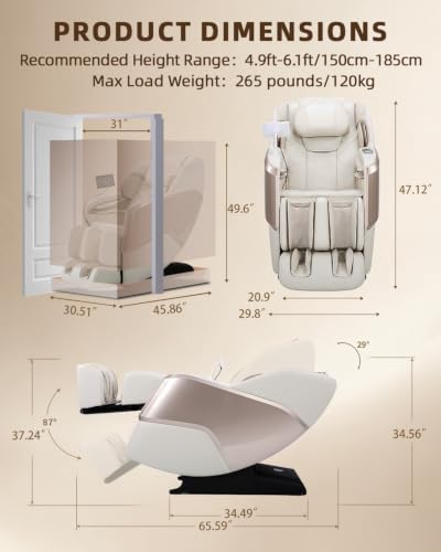4D Massage Chair Full Body Zero Gravity SL Track Recliner，Beige - Image 2