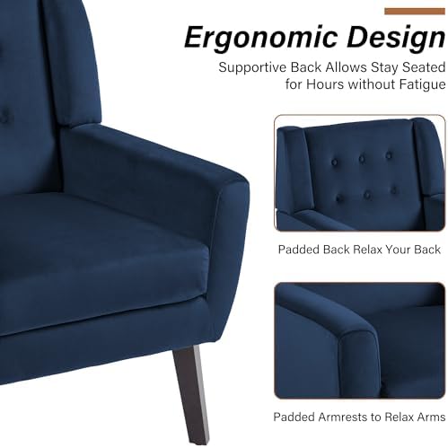 Accent Chair, Upholstered Armchair in Velvet, Royal Blue - Image 5