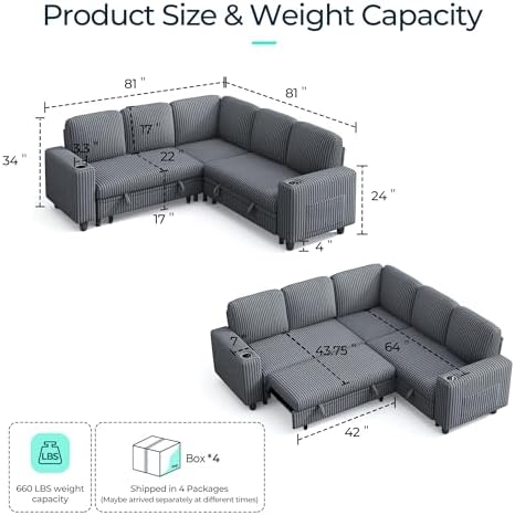 LINSY HOME Sectional Couches for Living Room - Image 2