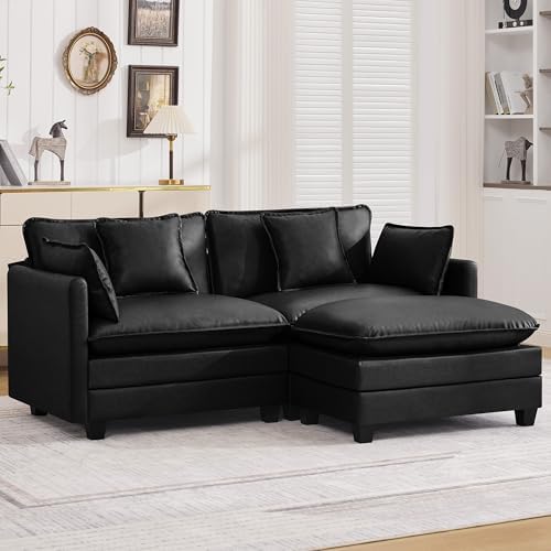 76'' Cloud Deep Seat Loveseat Sofa, Upholstered Leather Modular 2-Seats by WUTUTUEE