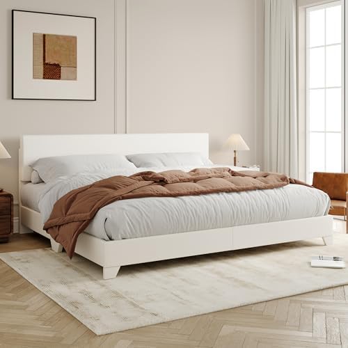Allewie King Size Upholstered Bed Frame Adjustable Headboard by Allewie