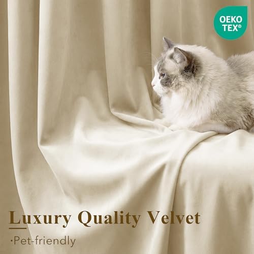 StangH Beige Velvet Drapes Back Tab Privacy - Image 5