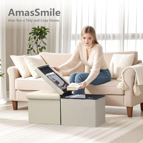 AmasSmile Footrest Ottoman Storage Bench - Image 6