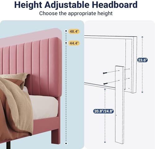 Allewie Twin Bed Frame, Velvet Upholstered Platform Bed - Image 6