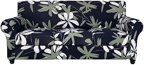 SearchI Stretch Sofa Cover Printed Couch Cover, Floral Pattern 4 Pieces Sofa by SearchI