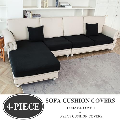 LA MEACK Couch Cushion Covers for Sectional Sofa L Shape Washable Separate Seat - Image 2