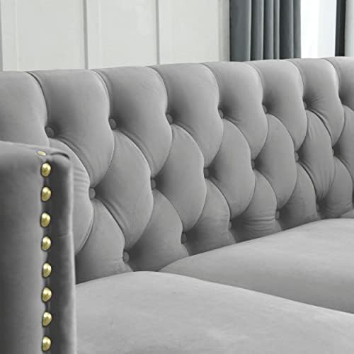 82.2" Oversized L-Shaped Corner Velvet Couch, Heavy Duty Solid Wood Frame and - Image 5