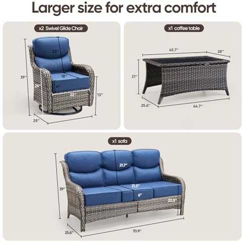 Swivel Patio Chairs sofa Set of 4 - Image 2