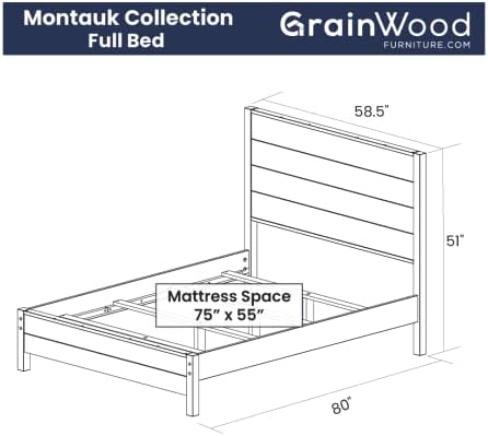 Grain Wood Furniture Montauk Solid Wood Bed, Full Size, Farmhouse Black - Image 2
