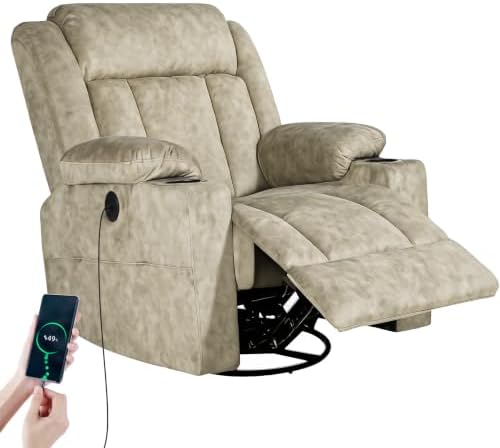 LAFWELL Retro Rocking Recliner Chair, Massage Rocker Recliner Chair by LAFWELL