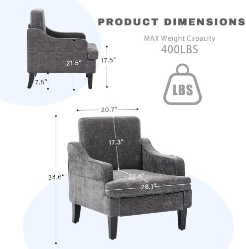 Mid-Century Accent Chair, Comfy Arm Chair Upholstered Living Room Chair - Image 2