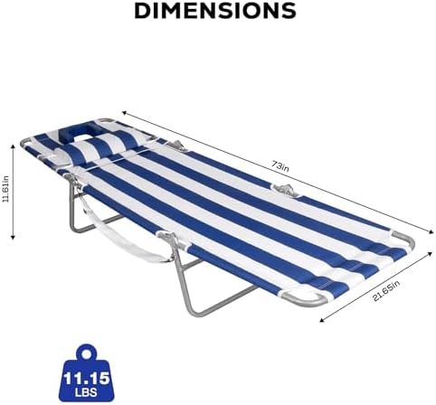Romswi 2PK Folding Tanning Beach Chair - Image 3