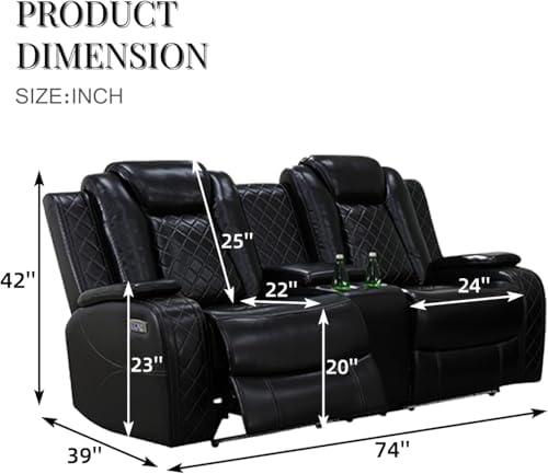 Power Recliner Set with LED Lights, Air Leather Reclining Set with USB - Image 2