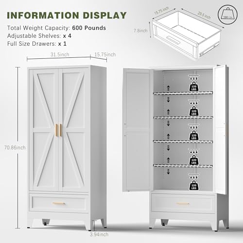 COFaR Metal Storage Cabinet, Farmhouse Storage Cabinet - Image 2