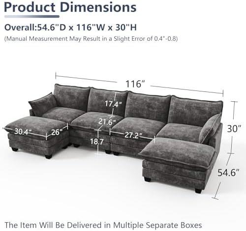 U Shaped Modular Sectional Couch, Comfy Sofa - Image 2