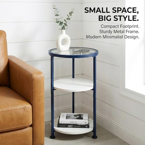 3-Tier Round Side Table with Tempered Glass Top - Image 4