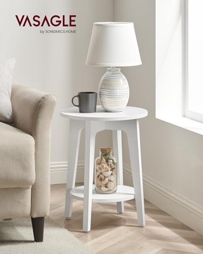 VASAGLE Round Side Table with Lower Shelf, End Table - Image 2