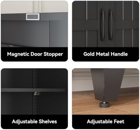 COFaR 71" Black Metal Storage Cabinet - Image 4
