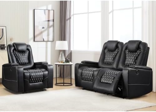 ANJ Power Recliner & Loveseat Set, USB & Cup Holders by ANJ