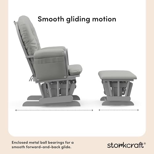 Storkcraft Premium Hoop Glider & Ottoman, Pebble Gray/Light Gray - Image 4