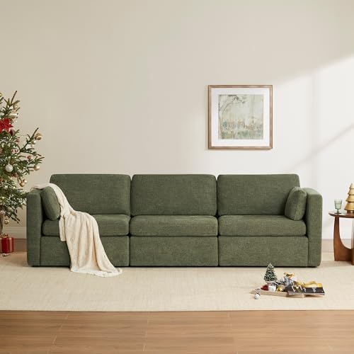 CHITA 112" Modular Sectional Sofa, 3 Seat Modular Couch, Moss Green - Image 3