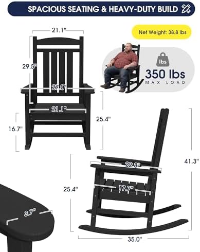 KINGYES Oversized Outdoor Rocking Chair - Image 3