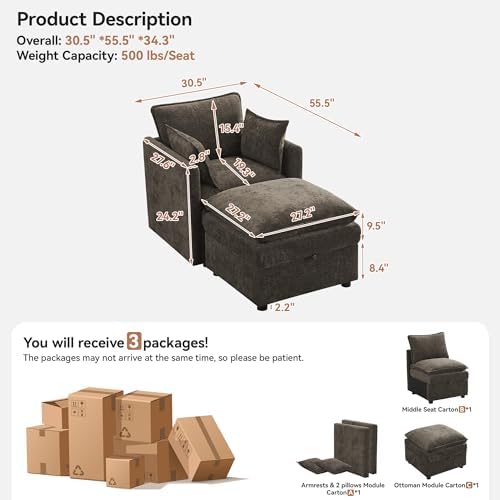 30" Cloud Modular Single Sofa Chair - Image 2