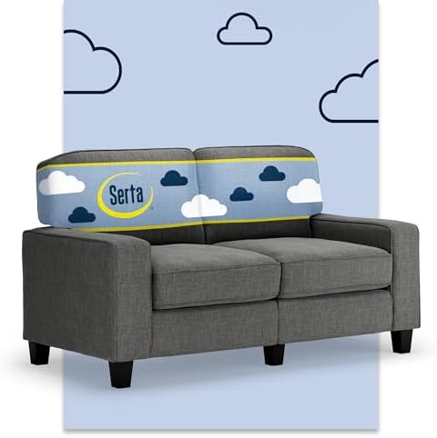 Serta Palisades 61" Track Arm Sofa, Easy Care Polyester, Soft Pillow Back by Serta