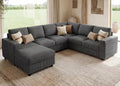 HONBAY 7 Seaters U Shape Corduroy Sectional Sofa by HONBAY