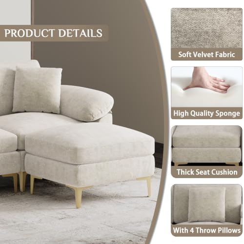 OUYESSIR 128" U-Shaped Shimmer Chenille Sectional Couch - Image 5
