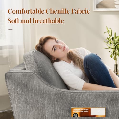360°Swivel Accent Chair with Lumbar Support, Swivel Armchair with Deep Seat - Image 6