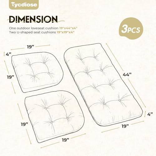 All Weather Waterproof Wicker Chair Cushions of 3 Pieces, Outdoor Wicker Chair - Image 2