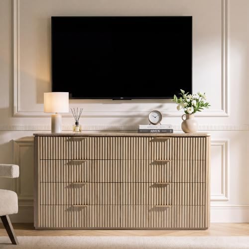 Fluted 8 Drawer Dresser for Bedroom - Image 5