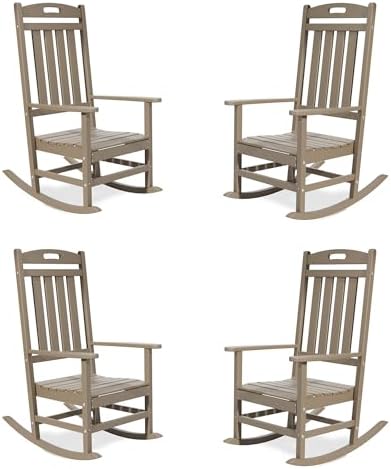 Outdoor Rocking Chair Set of 4, All-Weather Resistant Poly Lumber Rocker Chair by Adiromoti