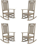 Outdoor Rocking Chair Set of 4, All-Weather Resistant Poly Lumber Rocker Chair by Adiromoti