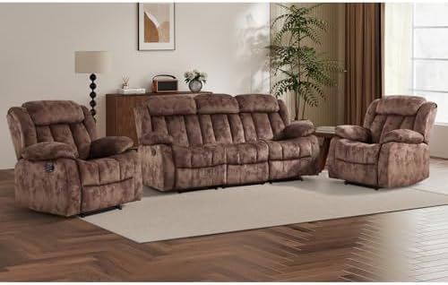 EBELLO Manual Reclining Sofa Set, Classic Recliner Sofa by EBELLO