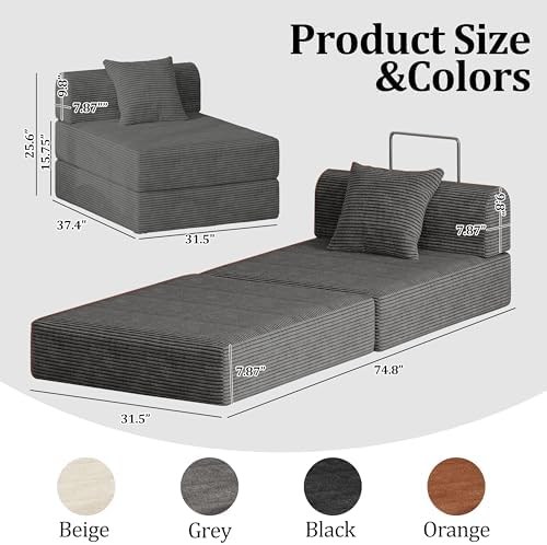 Futon Sofa Bed Modular Loveseat Sleeper Folding Pull Out Couch - Image 2